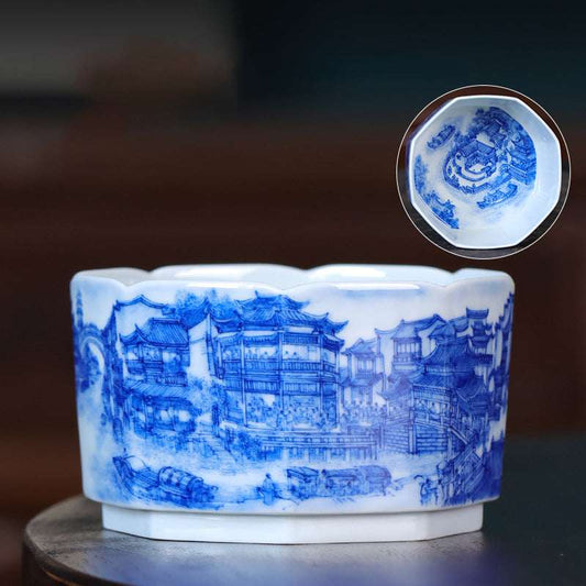 Blue and White 'Southern Nostalgia' Octagonal Master Cup - Zen&Sip