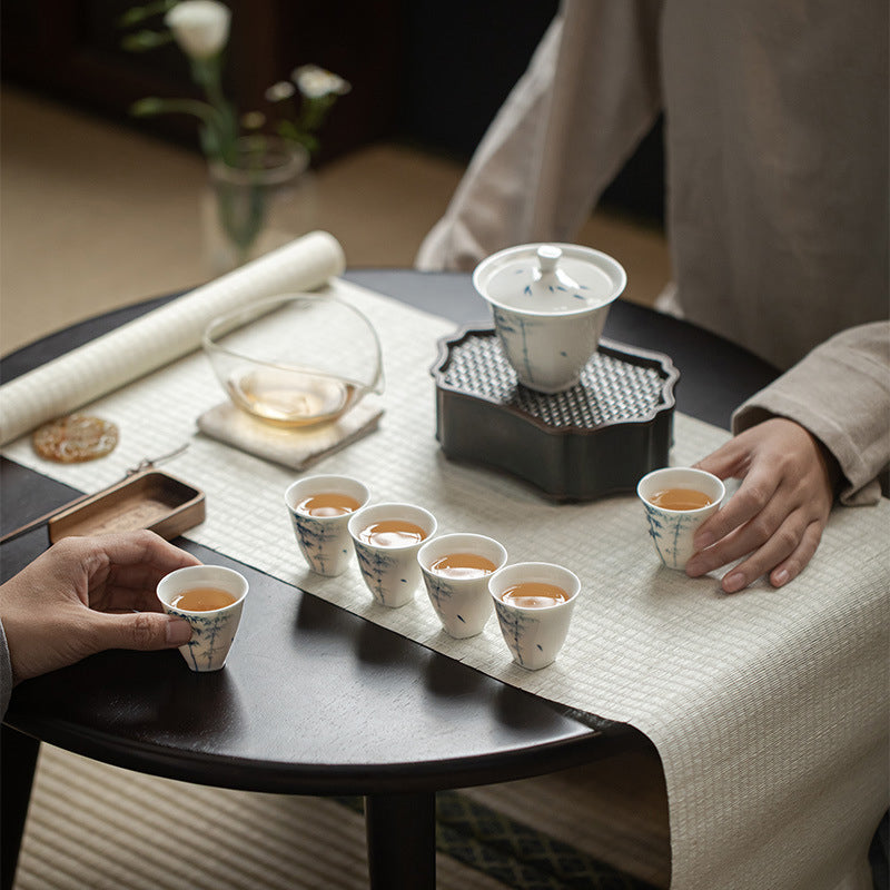 Blue & White Bamboo Jade Clay Tea Set - Zen&Sip