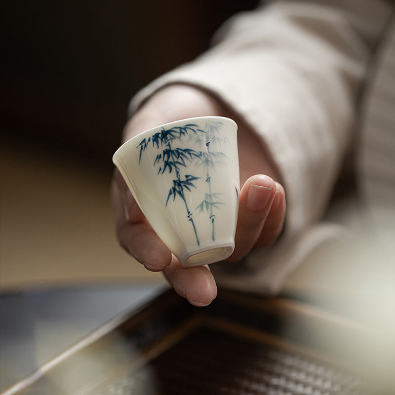 Blue & White Bamboo Jade Clay Tea Set - Zen&Sip