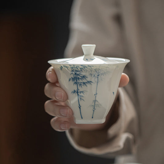 Blue & White Bamboo Jade Clay Tea Set