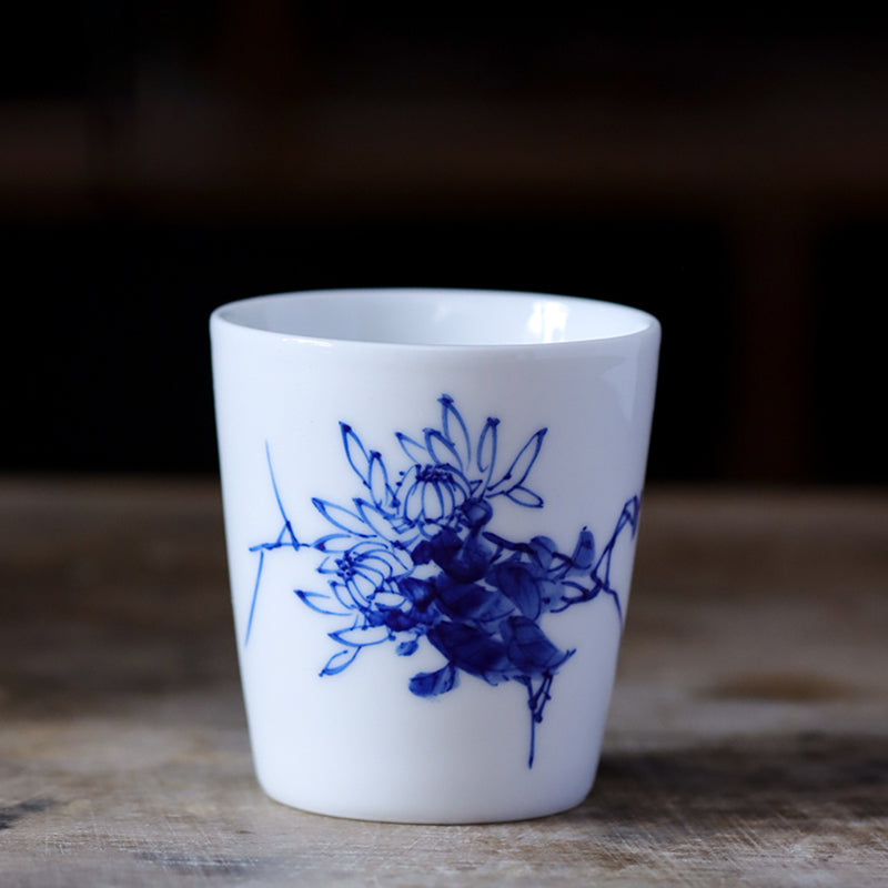 Blue & White Porcelain "Four Gentlemen" Straight Cup - Zen&Sip