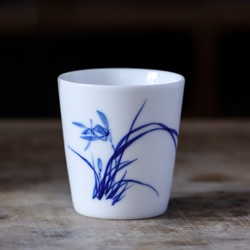 Blue & White Porcelain "Four Gentlemen" Straight Cup - Zen&Sip