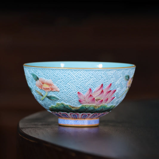 Enamel Carved Floral Master Cup - Zen&Sip