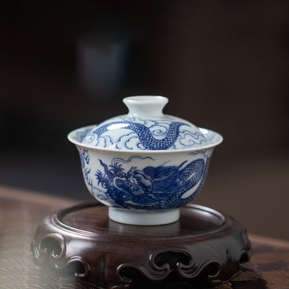 Auspicious Cloud And Dragon Full Design Gaiwan (Two Piece)