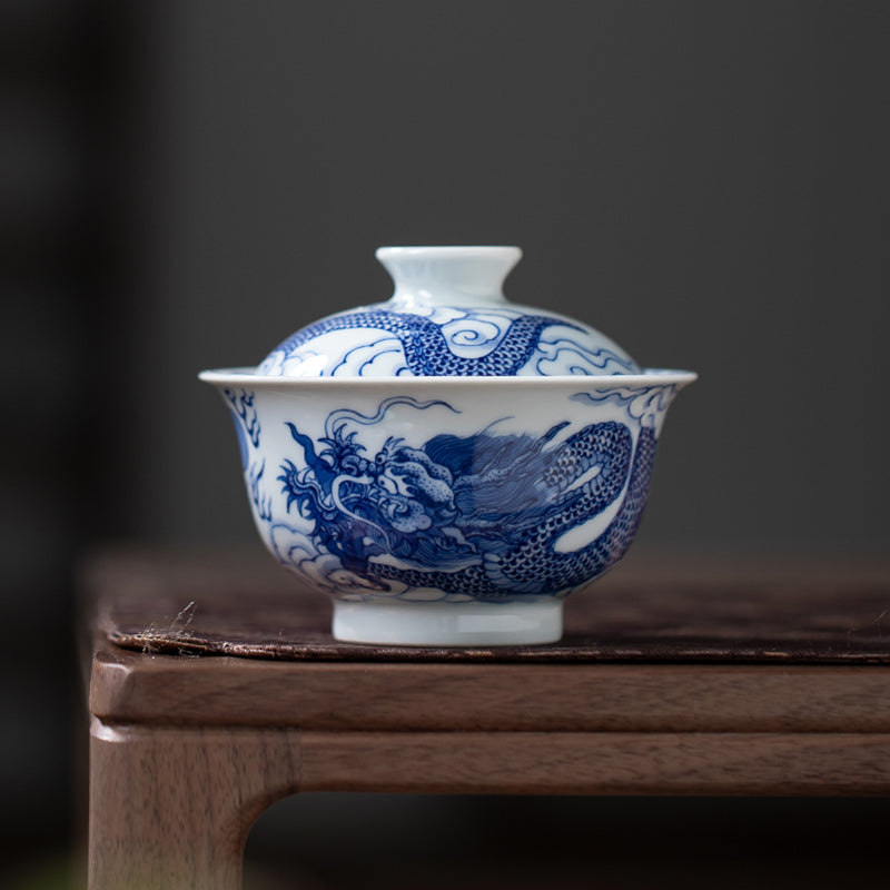 Auspicious Cloud And Dragon Full Design Gaiwan (Two Piece)