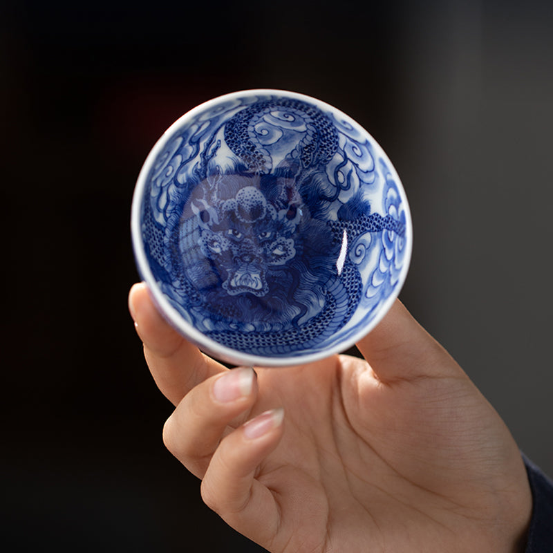 Auspicious Cloud And Dragon Full Design Gaiwan (Two Piece)