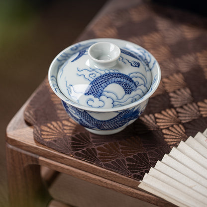 Auspicious Cloud And Dragon Full Design Gaiwan (Two Piece)