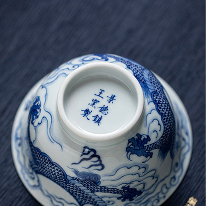 Auspicious Cloud And Dragon Full Design Gaiwan (Two Piece)