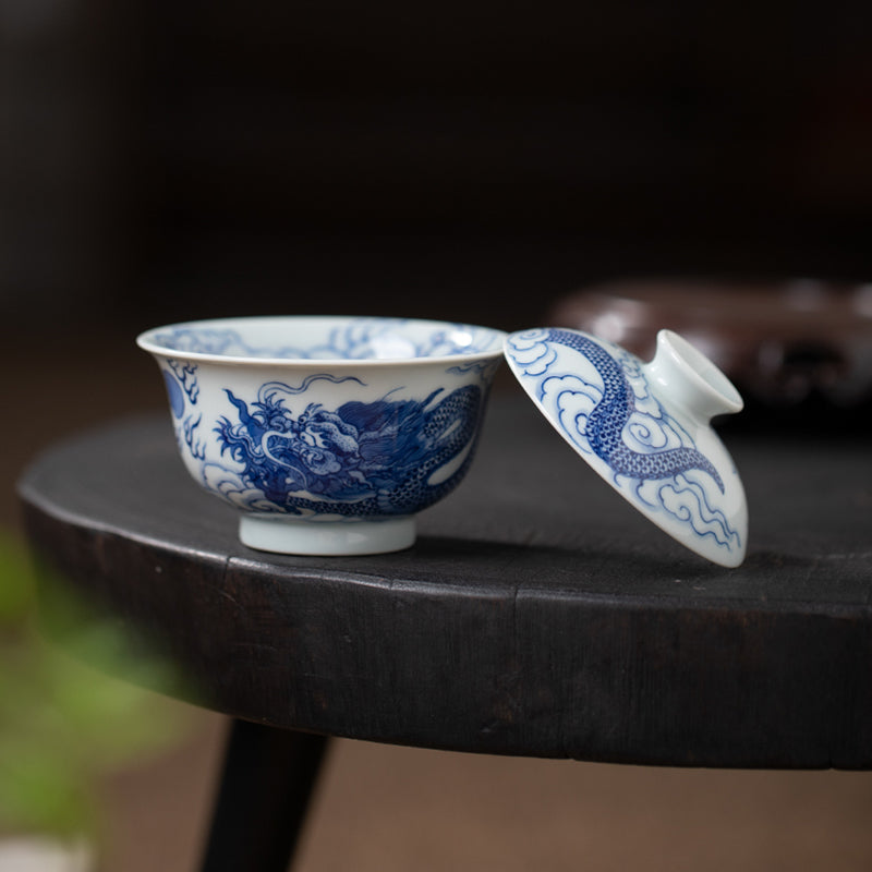 Auspicious Cloud And Dragon Full Design Gaiwan (Two Piece)