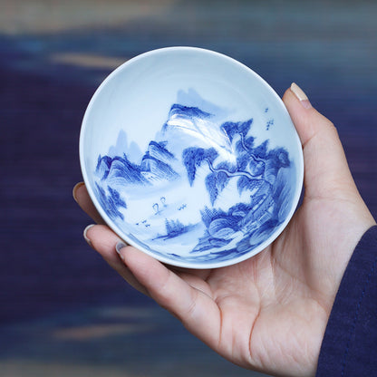 Blue & White Landscape Pu'er Cup - Zen&Sip