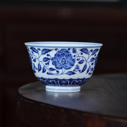 Blue & White Lotus Scroll Master Cup