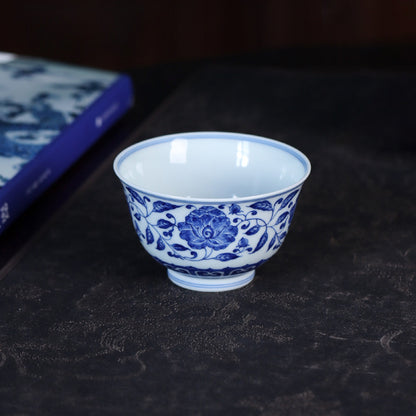 Blue & White Lotus Scroll Master Cup - Zen&Sip