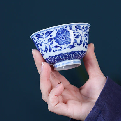 Blue & White Lotus Scroll Master Cup - Zen&Sip