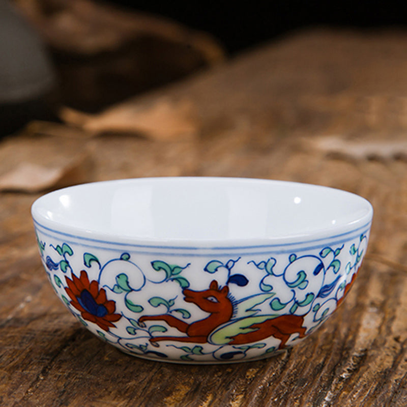 Lotus Scroll Sea Creature Motif Reproduction Doucai "Chicken Cup"