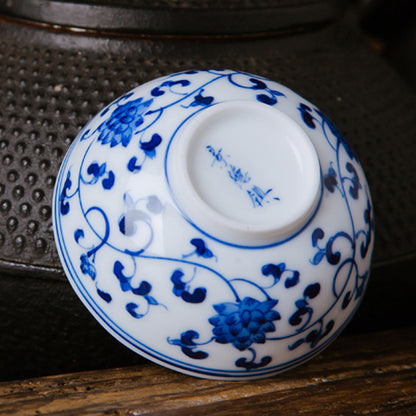 Blue & White Lotus Scroll Cup Pu'er Master Cup