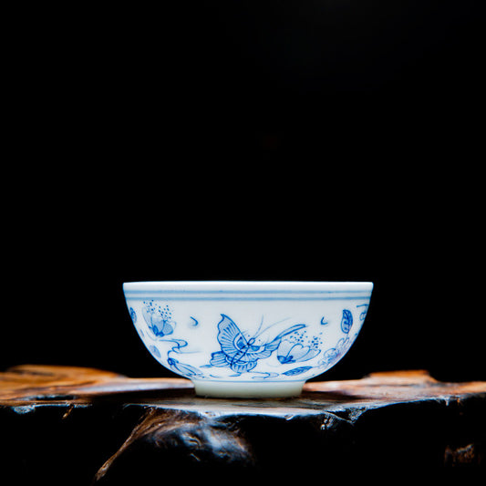 Blue & White Hundred Butterfly Cup Pu'er Master Cup - Zen&Sip