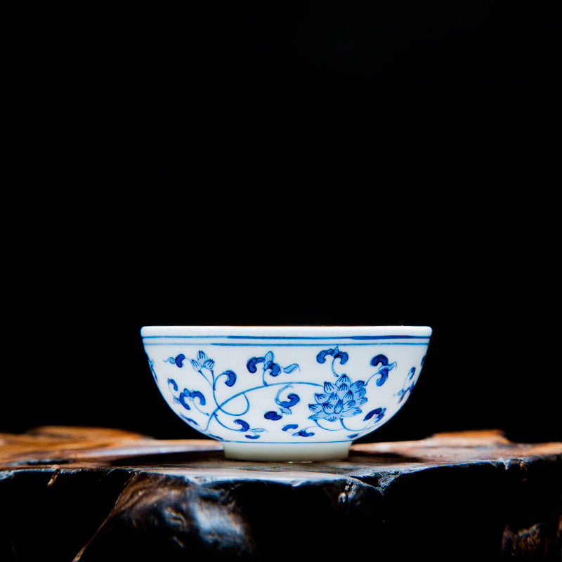 Blue & White Lotus Scroll Cup Pu'er Master Cup