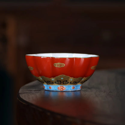 Palace Red Famille Rose Tea Cup